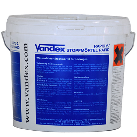 VANDEX RAPID 2 — Гідроізоляційний ремонтний розчин швидкого застигання